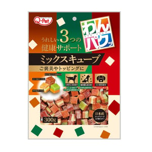 日本Q-Pet 狗小食 WanPaku 雞肉+芝士/牛肉+奶/椰菜+菜粒 300g (KQ2105)